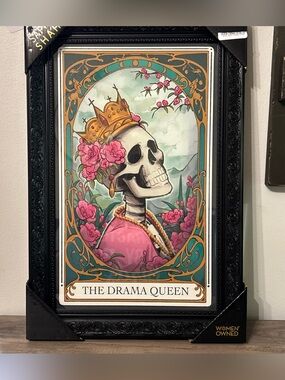 NEW VHTF Sapna Shah Skeleton Tarot Card Framed Wall Decor The Drama Queen
